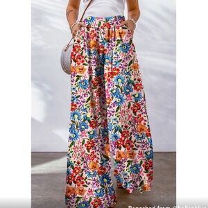 Boho Floral Print Wide leg Pockets Pants